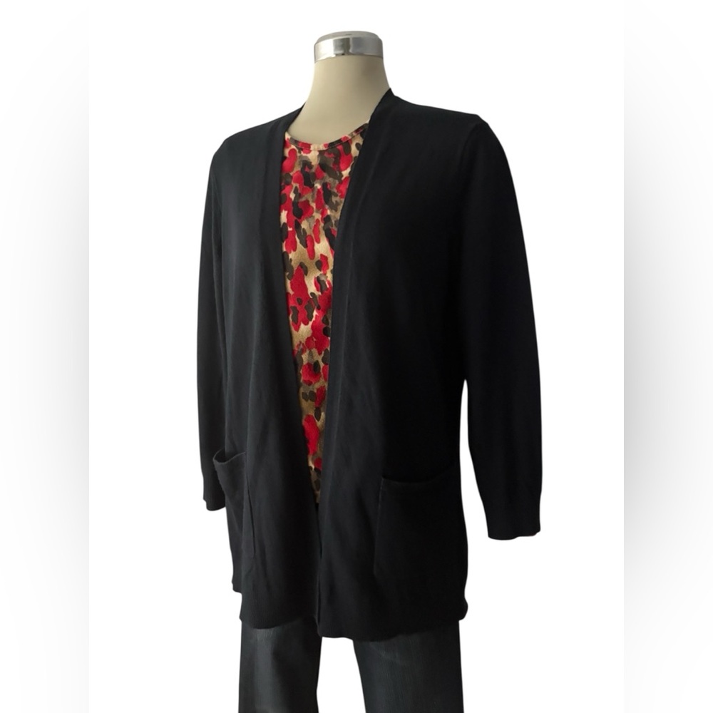 J Crew Black Open Front Cardigan Sweater Size M